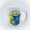 Live in the meow cool cat coffee java house mug cute and simple
